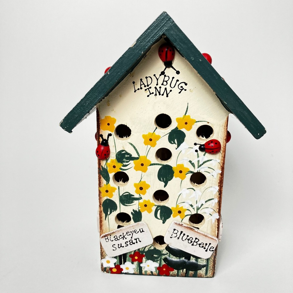 Ladybug House Ladybug Inn 6.5in Cream Green Hand Painted Garden Decor Unbranded